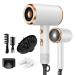 Professional Hair Dryer 1800W Powerful Ionic Hairdryer With Diffuser Blow Dryer With 2 Speeds 3 Heating And Cool Button For Women Man Home Travel Salon Curly And Straight Hair (White)