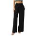 ZCVBOCZ Linen Pants for Women Summer Casual High Waisted Wide Leg Palazzo Pants Baggy Lounge Beach Trouses with Pockets Medium 03black