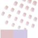 24Pcs French Short Square False Nails - Nude Pink Purple Line Glossy Press on Nails - Full Cover Acrylic Stick on Nails for Women - Buy Online on GoSupps.com