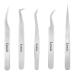 Eyelash Extension Tweezers Set, 5PCS for Volume Lash Extension and Easy Fans, Stainless Steel Lash Extension Tweezers 5PCS Silver