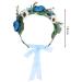 Floral Crown Headband Bride Flower Wreath Crown Flower Garland Headband Hair Wreath Hair Garland Boho Floral Headpiece with Ribbon Rose Flower Bohemian Hair Accessories for Wedding Party Festival Blue - Buy Online on GoSupps.com