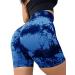 SEASUM Women Seamless Yoga Shorts Workout High Waisted Butt Contour Tummy Control #1 Smile Tyedye Darkblue Large