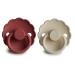 FRIGG Daisy Natural Rubber Baby Pacifier 2-Pack | BPA-Free | Made in Denmark | Baked Clay/Cream (0-6 Months) - Buy Online on GoSupps.com