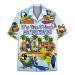 Vintage Version Funny Hawaiian Horror Halloween Tropical Flower Beach Gift Casual Short Sleeve Button Shirt Parrot 1 4X-Large
