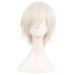 MapofBeauty 12 inch/30 cm Side Bangs Short Straight Fiber Cosplay Wig (Platinum Gold) Platinum Blonde