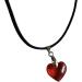Silay Lian Xue Heart Trailer Necklace - Glass Crystal & Black Leather Choker for Women | Simple Colorful Gift & Christmas Decoration - Buy Online on GoSupps.com