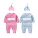 culbutomind Baby Twins Bodysuits Double Trouble Newborn Unisex Baby Romper Cute Outfit With Hat Multicoloured BT 6-9 Months