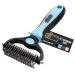 Gorilla Grip Stainless Steel Pet Grooming Rake, Comfort Handle, Dematting and Deshedding Dog Brush, Prevent Mats and Tangles, 2 Sided Cats and Dogs Hair Comb, Groom Short Long Undercoat Fur, Blue Blue 1
