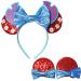 1 Pc Stitch Mouse Ears Headband & 2 Pcs Hair Bow Clips | Lilo Stich Headbands & Hair Bow accessories Mouse Ear for Adults Women Girls Kids Toddlers Halloween Birthday Christmas Cosplay