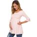 Love2Mi Women Maternity Blouse XL Pink Stripe | Pregnancy Shirt 3/4 Bell-Sleeve | Striped Maternity Clothes - Buy Online on GoSupps.com