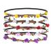 x Multicolor Boho Style Flower Crowns Elastic Hippie Hair Wreath Headpiece for Wedding Party Holiday Photography