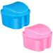 Minkissy 2st tooth box bathing cup for prostheses Practical prosthesis cases in the free professional prosthesis container container with lid travel prosthesis case for braces travel mouth protection ABS