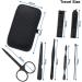 aRK Manicure set Nail Clippers Professional Fingernail & Toenail grooming Kit Tweezers Eyebrow Scissors for mens and women Travel size 7Pcs Nail Care Tools with Black Case - Buy Online on GoSupps.com