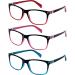 OENEYE 3 Pack Spring Hinge Reading Glasses Lightweight Material Vintage Design Reading Glasses for Men and Women Multicolor 3.5 x