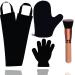 4 Pack Self Tanning Mitt Applicator Kit, with Self Tan Back Applicator, Self Tanning Glove, Exfoliating Glove, Flat Top Self Face Tanner Brush, for Self Sunless Tan Fake Bake Tan (Black)