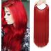One Piece Wire In Hair Extensions - No Clip No Glue - Invisible Extension Straight Hairpiece String Heat-Resistant For Women Ladies 20" Inch/50CM Dark Red  - Buy Online on GoSupps.com
