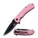 Master USA MU-A002 Series Spring Assisted Folding Knife, Black Straight Edge Blade, ABS Handle, 4-1/2-Inch Closed Pink