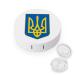 Coat of Arms of Ukraine Cute Contact Lens Case Travel Portable Round Contact Storage Box Kit with Mirror for Daily Outdoor
