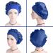 Royal Blue Satin Hair Bonnet for Women - Wide Elastic Band Sleep Cap for Curly Hair Protection | Shower Cap and Makeup Hair Care Hat - Buy Online on GoSupps.com