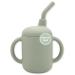 LoveyLu Silicone Sippy Cup 100% Safe Food Grade Silicone  Toddler Cup With Straw  Soft Spout Cup With Handles  Microwave  Dishwasher and Freezer Safe  (Sage)