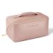 Aucuu Premium PU Cosmetic Bag Travel Bag Large Capacity Layered Cosmetic Bag Zipper Bag Portable Travel Organizer Multifunctional Waterproof Bag Easy to Carry for Women (Pink) #2 Dark Pink-2