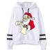 Bigfanshu Woman Code Fashion Casual Loose Long Sleeve Striped Print Sweatshirt Tops White