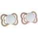 BIBS Supreme Baby Pacifier 2-Pack | Made in Denmark | BPA Free Dummy Soother Symmetrical Nipple. Silicone Size 1 (0-6 Months) Blush Glow/Vanilla Glow