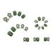 24 pieces removable artificial nails green grilles short artificial nails with designs loop flower sticker square nail tips green lattice