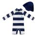 upandfast Baby Girl One Piece Swimwear Suits with Sun Hat Toddler Swimsuits UPF 50+ Sun Protection 2-3 Years Stripe