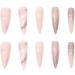 24 Pcs Marble Stiletto Fake Nails - Long Rose French Press on Nails with Glitter Almond Patterns for Women - Extra Long False Nails with Glue for Nail Art - Buy Online on GoSupps.com