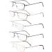 Eyekepper 5pcs Stainless Steel Frame Half-Eye Style Reading Glasses Readers +0.75 Mix