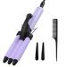 Mini Hair Crimper janelove 1/2 Inch Beach Waves Curling Iron Hair Waver for Short & Medium Hair with 3 Ceramic Barrels Home and Travel Friendly Crimper Hair Tool Dual Voltage 392 Fast Heating Purple