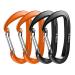B-Mardi Lightweight Heavy Duty Locking Carabiner Clips-12kN (2697 lbs) caribiniers for Hammocks,Keychain & Utility Wiregate Black+Orange-4pcs
