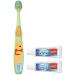 Oral-B Baby Manual Toothbrush Pooh Characters 0-3 Years Old Extra Soft (Characters Vary) - 1 Count & Crest Kids Cavity Protection Toothpaste Sparkle Fun Size 0.85oz (24g) - Pack of 2