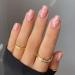 JUSTOTRY 24 Pcs White Swirl Fake Nails Long Nude Press on Nails Medium with Wavy Patterns Pretty Ballerina Stick on Nails for Women Acrylic Coffin False Nails with Glue for Nail Art Nude & white swirl