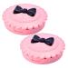 2Pcs Pink Plastic Bow Eyelash Cases - Round Lash Storage Boxes with Makeup Mirror | Travel Organizer for 3D False Eyelashes - Perfect Gift for Women & Girls - Buy Online on GoSupps.com