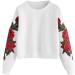 Bigfanshu Women's Sweatshirt Long Sleeve Blouse Rose Embroidery Applique O-Neck Pullover Top Kawaii Clothes White Large - Buy Online on GoSupps.com