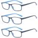 Suertree Reading Glasses Blue Light Blocking 3 Pack, Anti UV Ray Eyeglasses for Men Women Computer Reading, Anti Glare Eye Protection Spring Hinge, Readers Aid, Blue, 2.0x Blue 2.0 x
