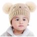 XYIYI Baby Kids Winter Warm Knit Hat with Crochet Fur Pom Beanie Cap - Bear Khaki | 6-24 Months Boys Girls - Buy Online on GoSupps.com