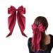 Thick Hair Clips Barrette Hairpin Silky Grosgrain Ribbon Hair Bow Tie Large Hair Clip Red Hair Accessories (Red) burgundy