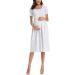 Love2Mi Short-Sleeve Maternity Dress XL - White Grey Stripe | Casual A-Line Midi Pregnant Dress - Buy Online on GoSupps.com