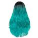 Siudus Black to Teal Blue Long Curly Wig for Women - Heat-Resistant Middle Part Wavy Hair Cosplay Wig - Buy Online on GoSupps.com