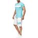 Ronony Men's Jogging Suit - 2-Part Sports Set Summer Leisure Outfit Short Sleeve Blue XL - Buy Online on GoSupps.com