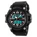 Men's Analog-Digital Yapeach Sports Watch 50M Waterproof Military LED Screen Large Face Stopwatch Alarm black/ black