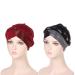 2pcs Adjustable Sleeping Cap for Women Solid Color Braid Head Wrap Turban Hat Stay All Night for Curly Hair