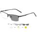 Lanomi Self -tinting reading glasses Photochrome Men Half frame metal rectangle lens color gradient gray outdoor reading aid as sun glasses 1.0 1.5 2.5 3.0 3.5 black 1.0 x