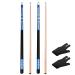 Set of 2 Pool Cue Stick,58" 2 Piece Maple Billiard Cue Stick with Linen Wrap Blue