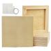 LotFancy Cradled Wood Panels 8 x8 6 Pack Wood Canvas Boards for Painting DIY Art Craft Unfinished Square Wooden Panels - 9 Small Primed Painting Canvases and 1 Roll Double-Sided Tape Included