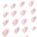 Justotry 24 Pcs Almond False Nails Short Pale Blue and White French Press on Nails | Nude Fake Nails with Glue | Oval Stick on Nails for Women Nails Art - Buy Online on GoSupps.com