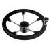 Pebbly Beach 13.5" Black Foam Grip Steering Wheel, Stainless Steel Marine Steering Wheel with 5 Spokes and Knob